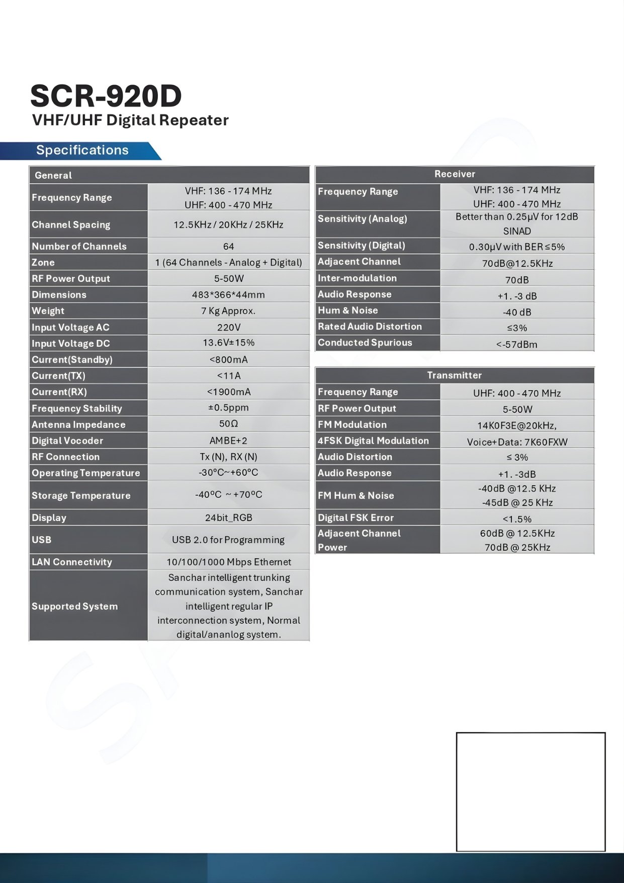 SCR-920DVHF High Band Mobile/Base Station